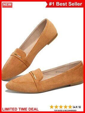 Pointy Toe Faux Suede Penny Loafer Slip On Ballet Flats Work Shoes